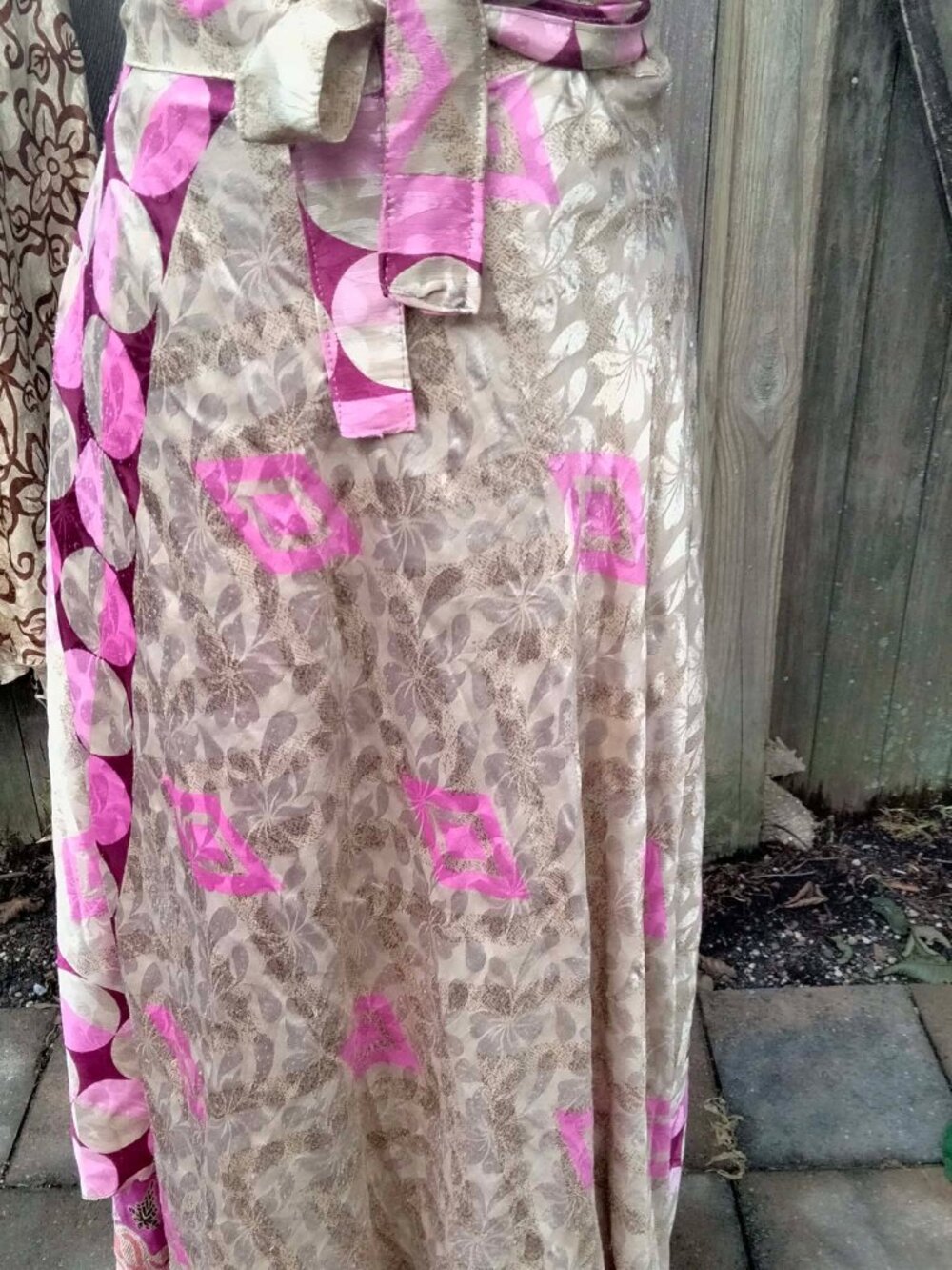 Women's Reversible Silk Sari Wrap Boho Gypsy Festival Maxi Floral Print Skirt